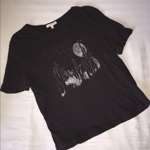 Black cropped tee with cactus and moon